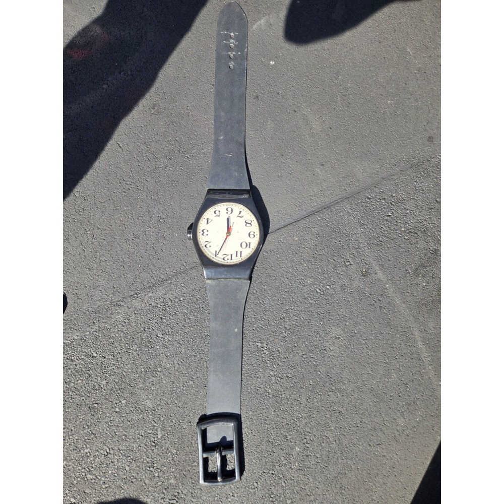 Vintage Oversized Wristwatch Wall Clock 36 Inch Giant Novelty Decor Black Cream